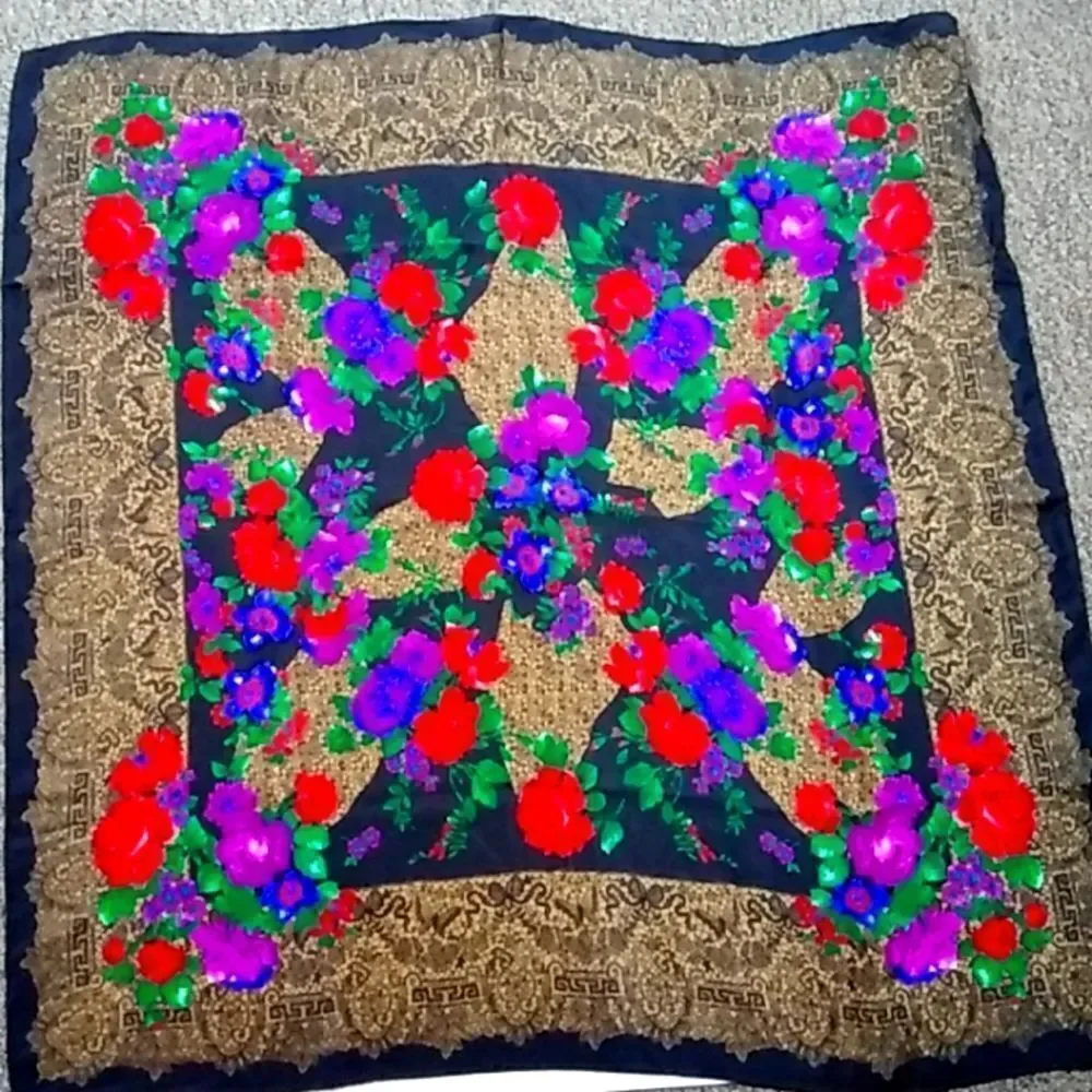 Vintage Silk 100% Women Scarf Size 30x30